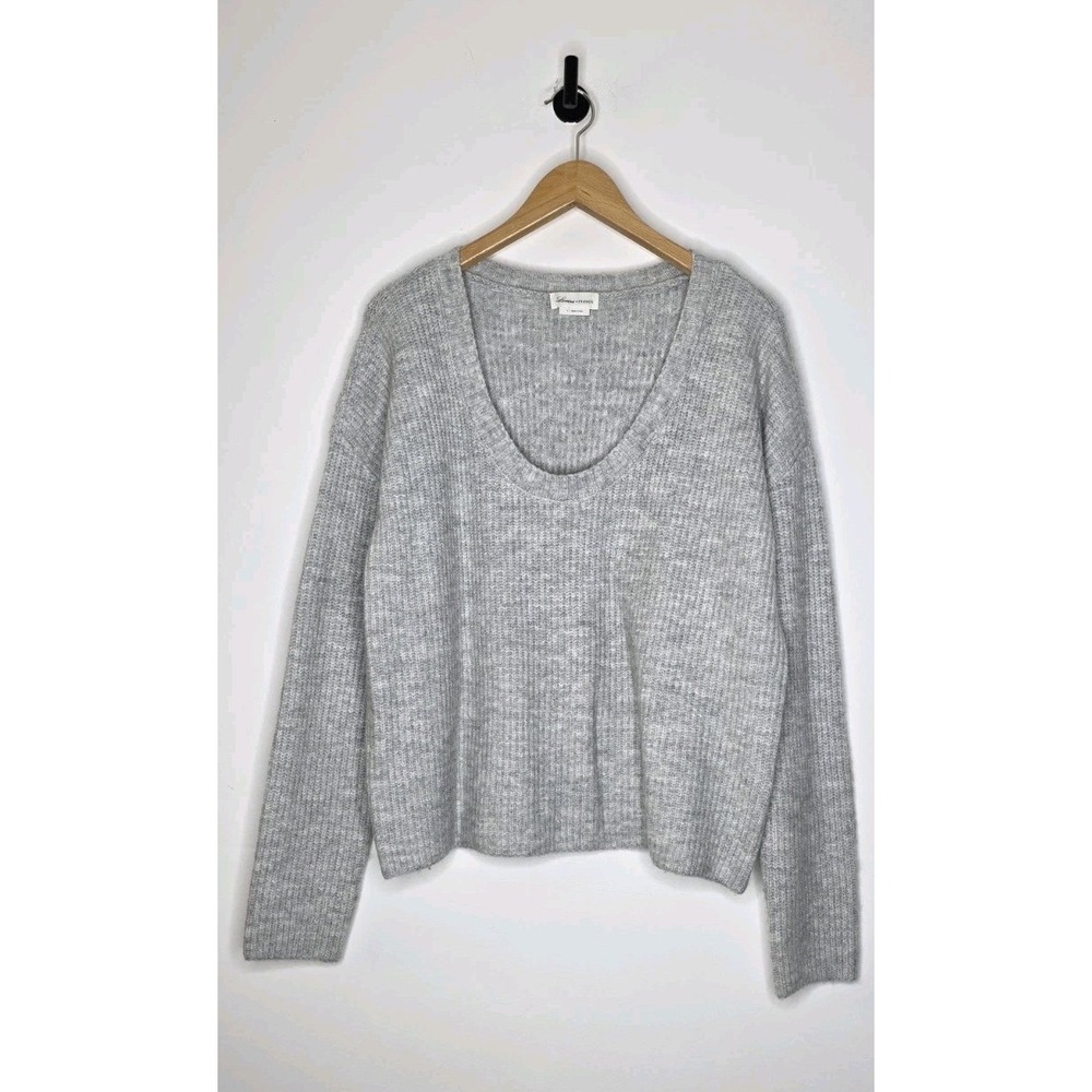 Lovers + Friends Revolve Gray Chunky Knit Scoop Neck Sweater Women's Size Small